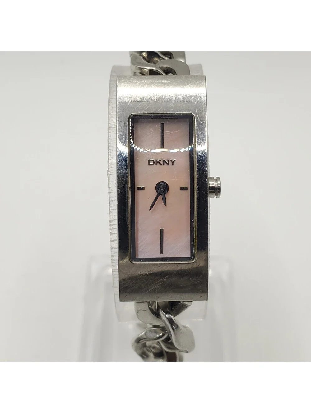 DKNY Women NY-3323 MOP Pink Dial Silver Tone Analog 13mm Watch New Battery